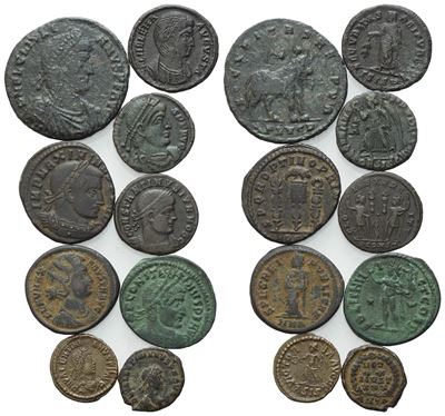 Lot Of 9 Æ Coins To Be Catalogued. Lot Sold As Is, No Returns.