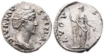 Imperatrice Faustina Senior, Denario con Ceres (Roma), coniato dopo il 141 d.C.