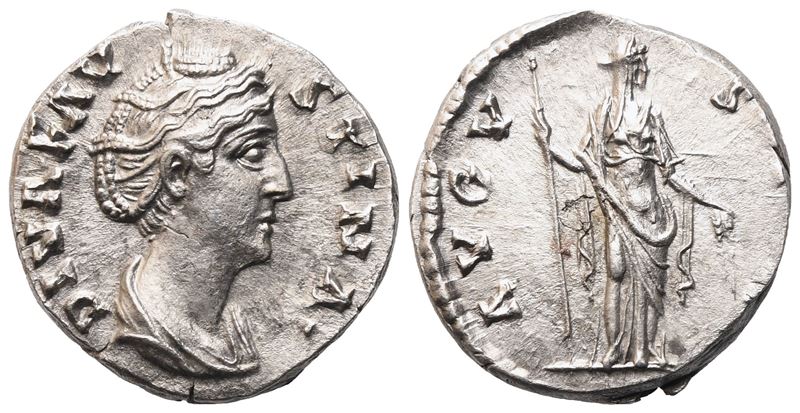 Imperatrice Faustina Senior, Denario con Ceres (Roma), coniato dopo il 141 d.C.