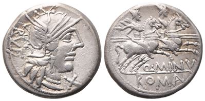 Q. Minucius Rufus, Denarius, 122 Bc; Ar (3,87 G; 18,2 MM; 12 H)