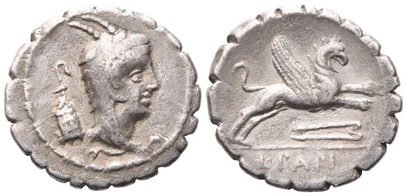 L. Papius, Denarius Serratus, 79 Bc; Ar (3,67 G; 19,3 MM; 5 H)