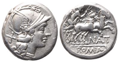 Pinarius Natta, Denarius, 155 Bc; Ar (3,89 G; 17 MM; 3 H)