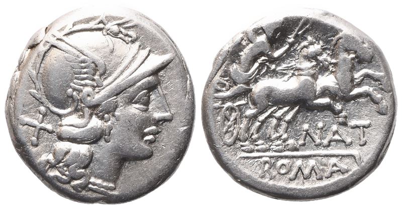 Pinarius Natta, Denarius, 155 Bc; Ar (3,89 G; 17 MM; 3 H)