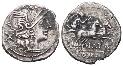 Pinarius Natta, Dearius, 149 Bc; Ar (3,05 G; 19,2 MM; 4 H)