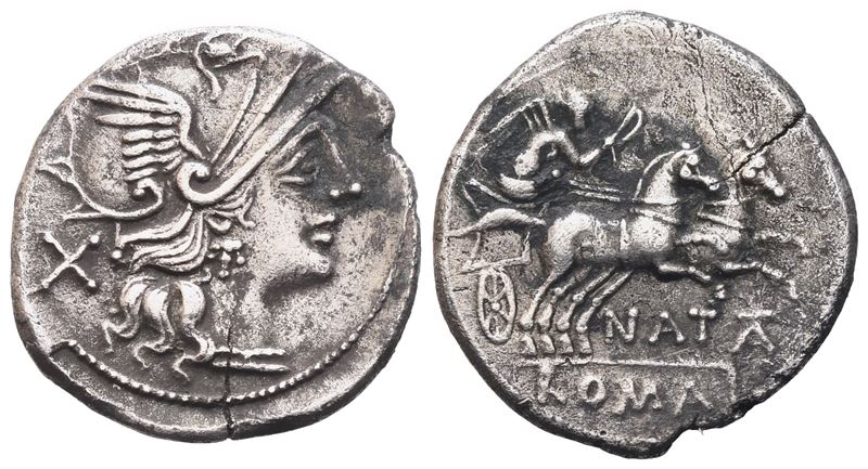 Pinarius Natta, Dearius, 149 Bc; Ar (3,05 G; 19,2 MM; 4 H)