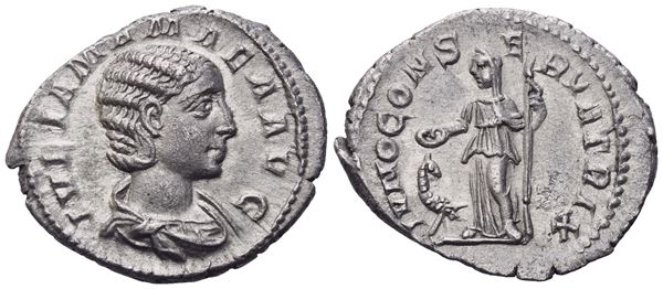 Julia Mamaea Augusta (222-235), Denarius struck under Severus Alexander, Rome, 222; AR (2,61 g; 20,3 mm; 6 h)