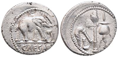 C. Iulius Caesar, Denario (49-48 a.C.), AR, 4,08 g