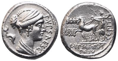 P. Plautius Hypsaeus, Denarius, 60 Bc; Ar (3,76 G; 17,5 MM; 4 H)