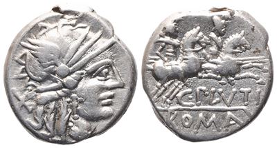 C. Plutius, Denarius, 121 Bc; Ar (3,90 G; 16,4 MM; 11 H)