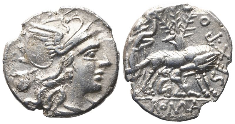 Sex. Pompeius Fostlus, Denarius, 137 Bc; Ar (3,45 G; 19,5 MM; 9 H)