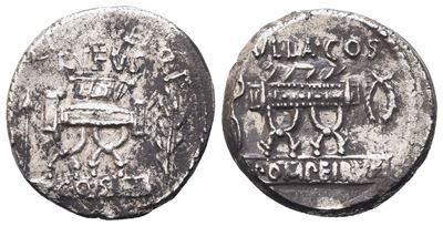 Q. Pompeius Rufus, Denarius, 54 Bc; Ar (3,68 G; 16,3 MM; 8 H)