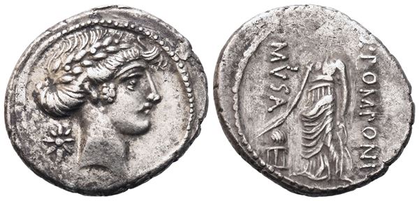 Q. Pomponius Musa, Denarius, Rome, 66 BC; AR (3,95 g; 19,2 mm; 6 h) 