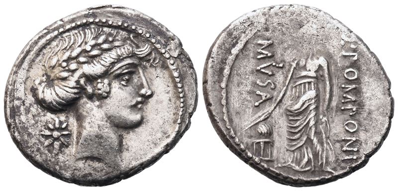 Q. Pomponius Musa, Denarius, Rome, 66 Bc; Ar (3,95 G; 19,2 MM; 6 H)