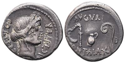 Giulio Cesare (C. Iulius Caesar), Denario, 46 a.C.