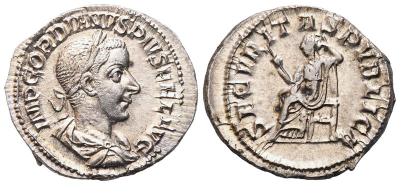 Gordian III (238-244), Denarius, Rome, 240; Ar (3,29 G; 20 MM; 12 H), Roma