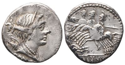 A. Albinus, Denarius, 96 Bc; Ar (3,98 G; 18,2 MM; 9 H)