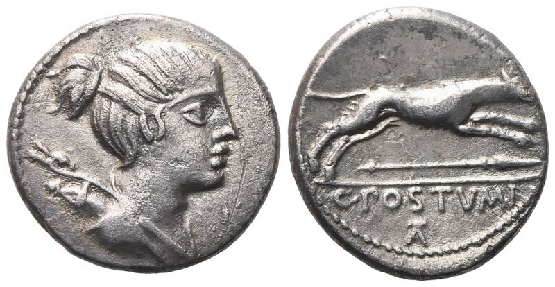 C. Postumius, Denarius, 73 Bc; Ar (3,73 G; 17,3 MM; 3 H)