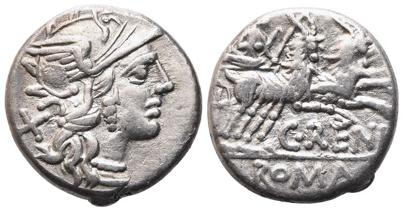 C. Renius, Denarius, Rome, 138 Bc; Ar (3,71 G; 16,5 MM; 1 H)