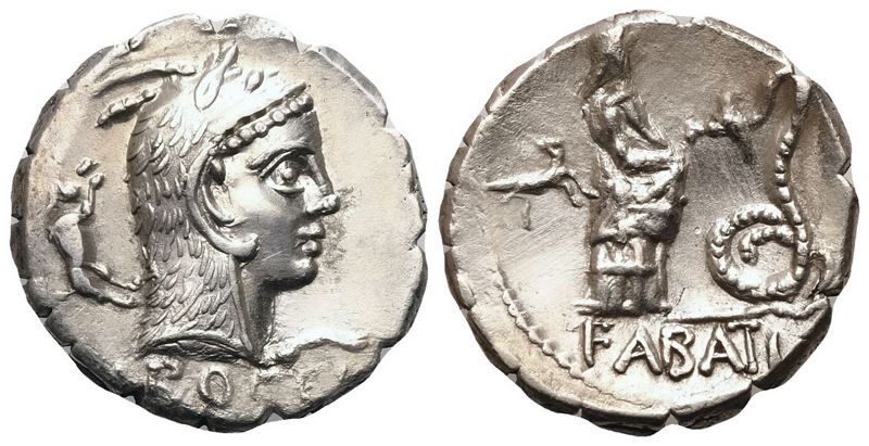 L. Roscius Fabatus, Denarius serratus, Rome, 59 BC; AR (3,78 g;16,8 mm; 6 h)