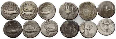 Lot Of 6 Mark Antony Legionary Denarii. Lot Sold As Is, No Returns.