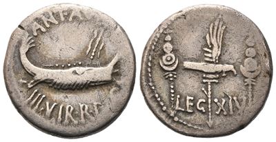 Marcus Antonius, Denarius, 32-31 Bc; Ar (3,68 G; 17,2 MM; 5 H)