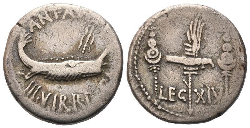 Marcus Antonius, Denarius, 32-31 Bc; Ar (3,68 G; 17,2 MM; 5 H)