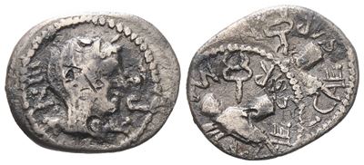 Mark Antony And Octavian, Quinarius, 39 Bc; Ar (1,68 G; 15 MM; 6 H)