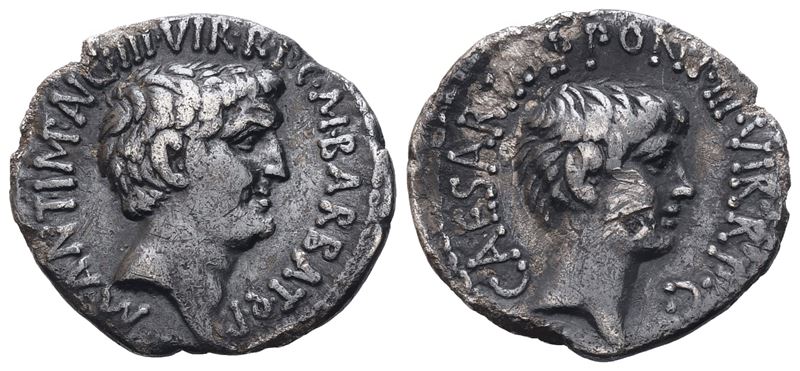 Mark Antony And Octavian, Denarius, 41 Bc; Ar (3,05 G; 18,2 MM; 12 H)