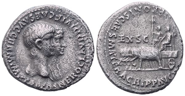 Nero (54-68), with Agrippina II, Denarius, Rome, 55; AR (3,49 g; 18,8 mm; 3 h)