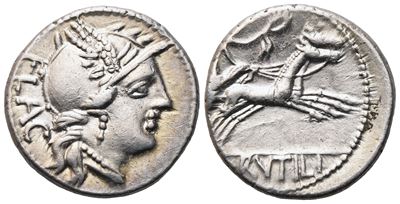Rutilius Flaccus, Denarius, Rome, 77 Bc; Ar (3,76 G; 17,6 MM; 4 H)