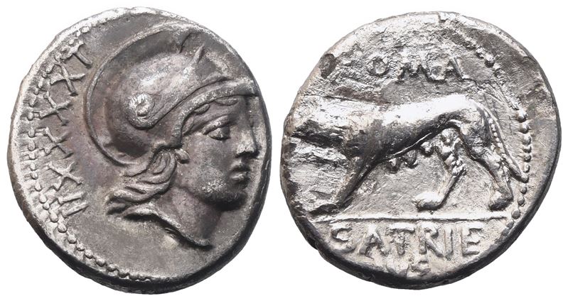 P. Satrienus, Denarius, 77 Bc; Ar (3,73 G; 17,5 MM; 4 H)