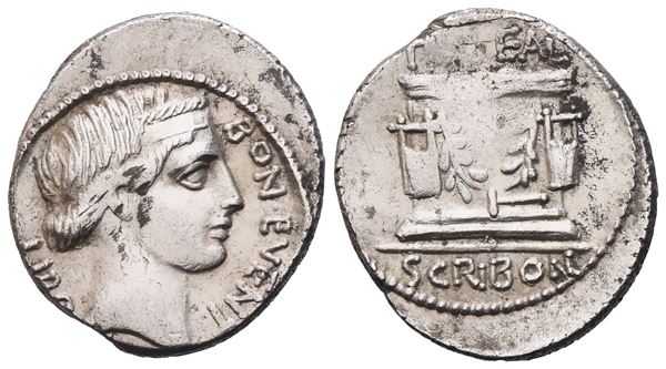 L. Scribonius Libo, Denarius, 62 BC; AR (3,82 g; 20,4 mm; 6 h)