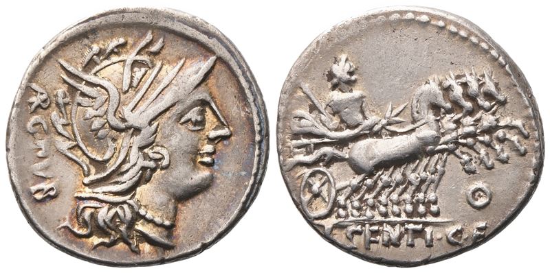 L. Sentius, Denarius, 101 Bc; Ar (3,95 G; 20,6 MM; 1 H)