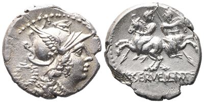 C. Servilius, Denarius, 136 Bc; Ar (3,87 G; 19,7 MM; 4 H)
