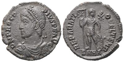 Procopius (364–365), Æ2 Heraclea (19,9 mm) – ritratto e imperatore con labaro e scudo