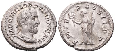 Pupienus, Denario, Roma, c. aprile–giugno 238 d.C.