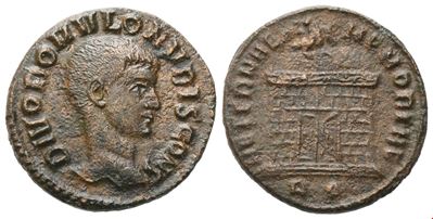 Romulus (figlio di Massenzio), Frazione di nummus, Roma, c. 308-310, bronzo (Æ)