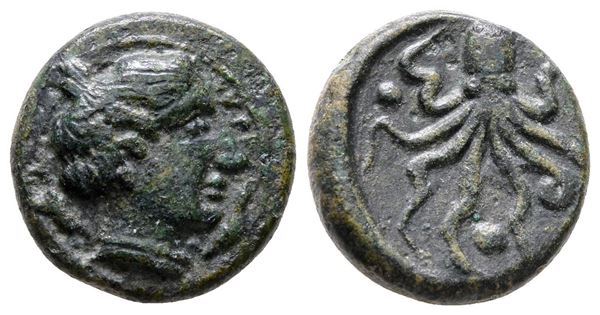 Sicily, Syracuse, c. 435-415 BC. Æ Tetras (15 mm, 3.68 g).