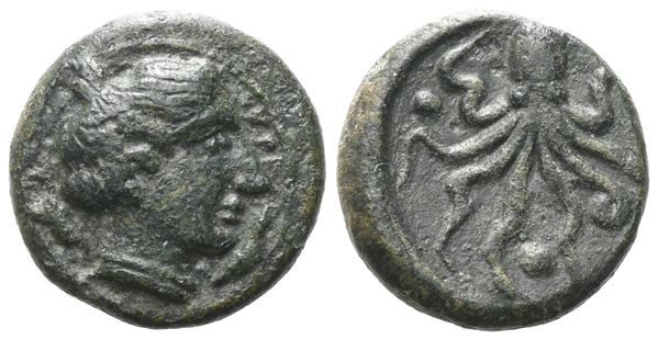 Sicily, Syracuse, c. 435-415 BC. Æ Tetras (15 mm, 3.70 g).