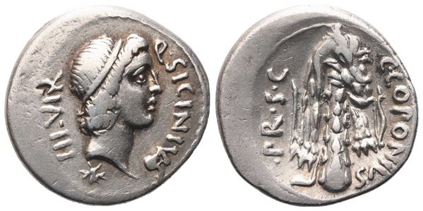 Q. Sicinius, C. Coponius, Denarius, 49 BC; AR (3,85 g; 18,4 mm; 6 h)