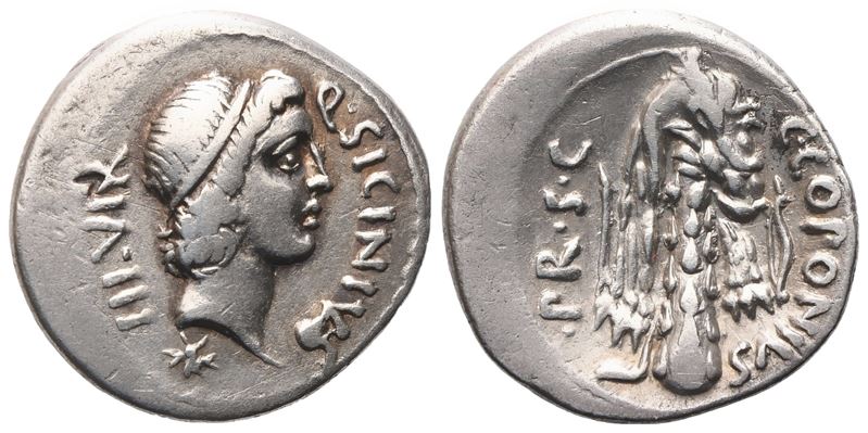 Q. Sicinius, C. Coponius, Denarius, 49 Bc; Ar (3,85 G; 18,4 MM; 6 H)