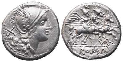A. Terentius Varro, Denarius, 206-200 Bc; Ar (4 G; 18,2 MM; 7 H)