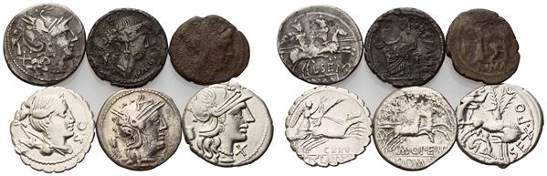  Lot of 6 AR and Æ coins to be catalogued. Lot sold as is, no returns.