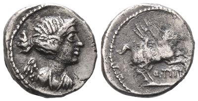 Q. Titius (?), Quinarius, 90 Bc; Ar (2,20 G; 13,4 MM; 5 H)