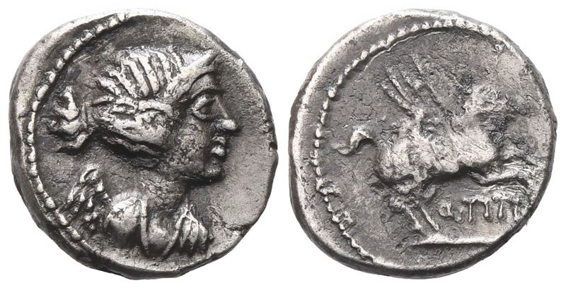 Q. Titius (?), Quinarius, 90 Bc; Ar (2,20 G; 13,4 MM; 5 H)