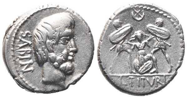 L. Titurius Sabinus, Denarius, 89 BC; AR (3,88 g; 18,5 mm; 3 h)