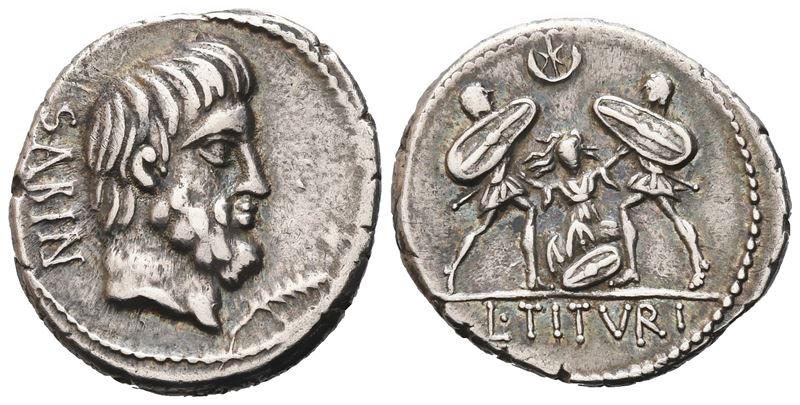 L. Titurius Sabinus, Denarius, 89 Bc; Ar (4,11 G; 18,6 MM; 7 H)