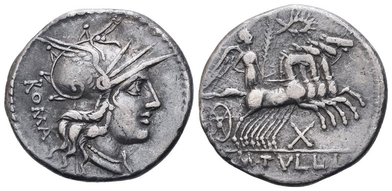 M. Tullius, Denarius, 120 Bc; Ar (3,90 G; 20 MM; 7 H)