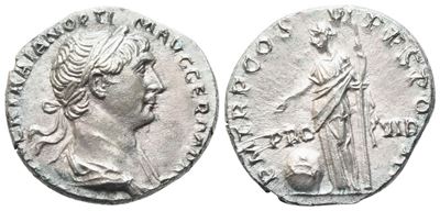 Traiano (117–138), Denario romano, Roma, 114–117 (AR)