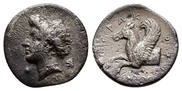 Sicily, Syracuse, 344-317 BC. AR Hemidrachm (13 mm, 1.21 g).